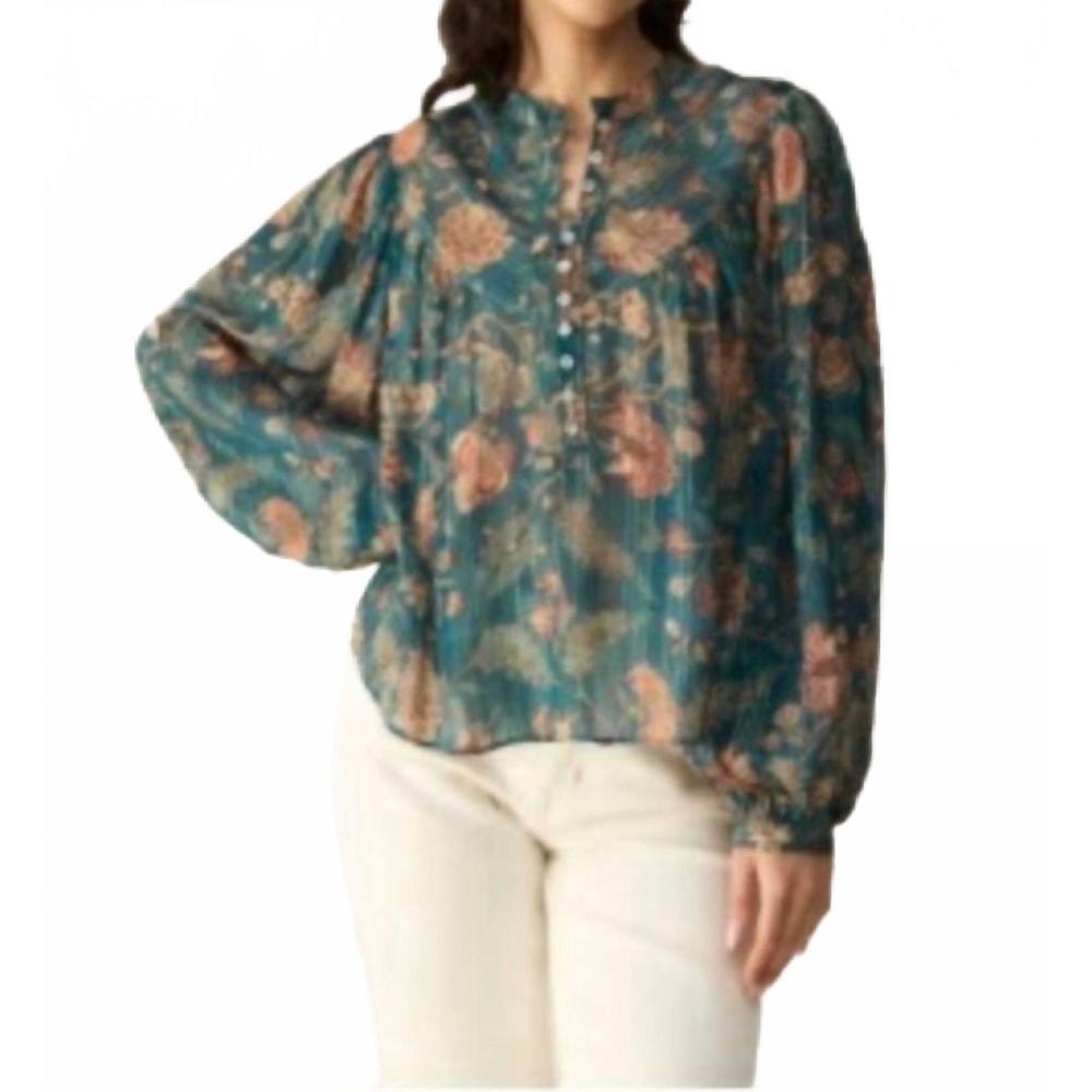 NEW CALLING JUNE oasis blouse in blue botanical